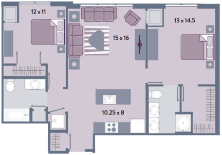 2 Bed / 2 Bath / 1,025 sq ft / Availability: Not Available